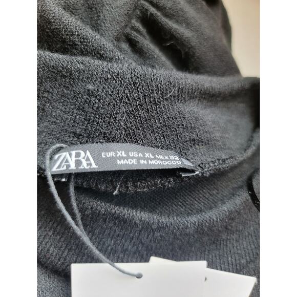 ZARA Prairie Style Midi Dress Women's Cottagecore Short Sleeve Sz XL Black - Picture 11 of 13